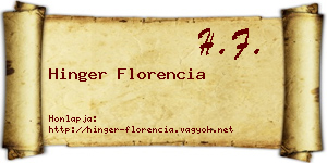 Hinger Florencia névjegykártya